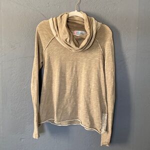 Free People Beach Tan Cowel Neck Turtle Neck Top Beachy Boho Summer